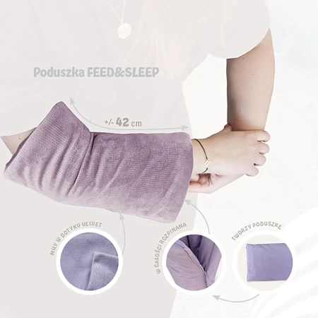 Zapinana na zamek poduszka podróżna do karmienia i do wózka w kolorze wrzosowym lila - Wave-tale Feed&amp;Sleep