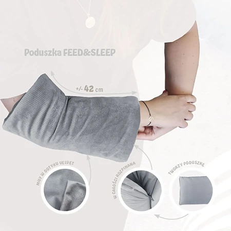 właściwości - Zapinana na zamek poduszka podróżna do karmienia i do wózka w kolorze szarym    - Wave-tale Feed&amp; Sleep