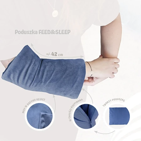 właściwości - Zapinana na zamek poduszka podróżna do karmienia i do wózka  - Wave-tale Feed&amp; Sleep - kolor granat