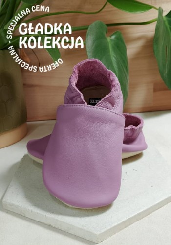 Przejdź do produktu kapcie dla dzieci Barefoot PRO FIOLET z gładkiej włoskiej skóry z kauczukową podeszwą 