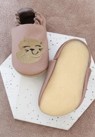 barefoot Funky Monkey ze skóry naturalnej z kauczukową podeszwą w kolorze Kwarc
