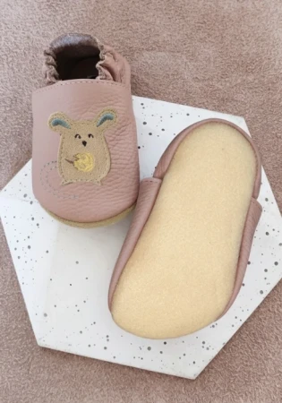 barefoot Funky Monkey ze skóry naturalnej z kauczukową podeszwą w kolorze Kwarc