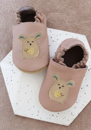 barefoot Funky Monkey ze skóry naturalnej z kauczukową podeszwą w kolorze Kwarc