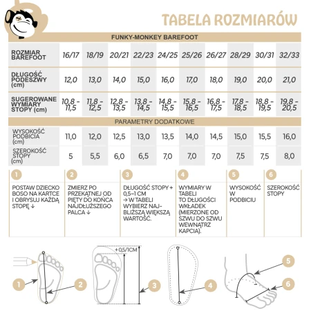 tabela rozmiarów dla kapcie barefoot z gładkiej włoskiej skóry w kolorze niebieskim z kauczukową podeszwą