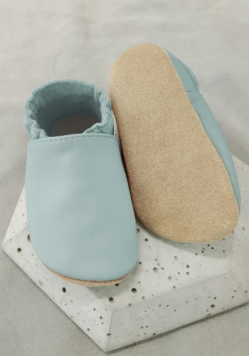 Przejdź do produktu kapcie dla dzieci Barefoot SOFT MIĘTOWE z gładkiej włoskiej skóry z zamszową podeszwą