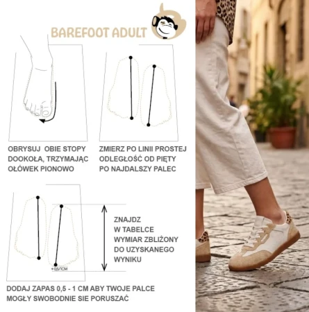 RAYVE Rio to minimalistyczne sneakersy barefoot stworzone z myślą o naturalnym sposobie chodzenia. TABELA ROZMIARÓW - dobierz rozmiar