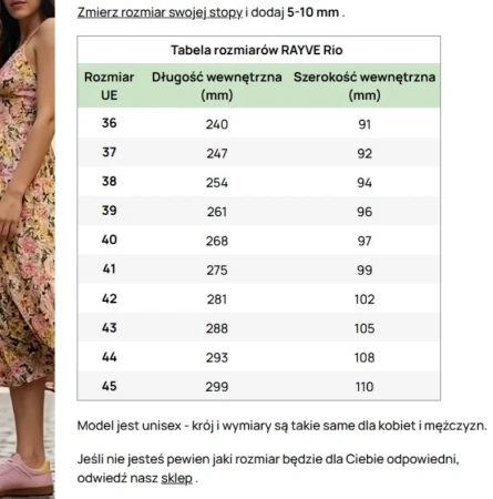 RAYVE Rio to minimalistyczne sneakersy barefoot stworzone z myślą o naturalnym sposobie chodzenia. TABELA ROZMIARÓW - dobierz rozmiar
