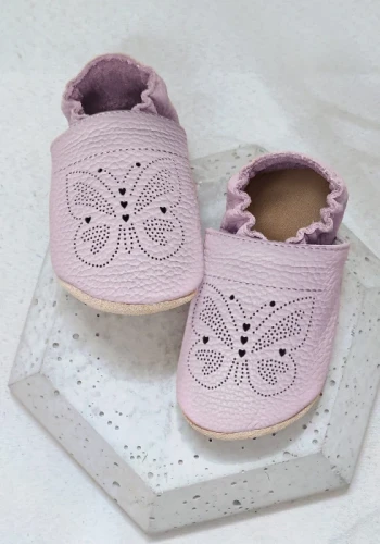 Przejdź do produktu Sandałki dziecięce Barefoot SOFT z zamszową podeszwą MOTYLEK FIOLET LILA