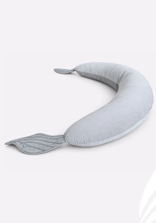 WAVE_TALE_szara_ poducha_Wave-Tale długa ergonomiczna poducha do spania i karmienia w kolorze szarym